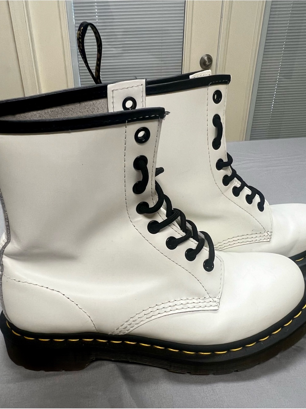 Women’s White Dr Martin Lace-Up Leather Combat Boots